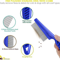 Stainless Steel Dense Gear Blue Pet Flea Comb 4-piece Set