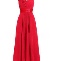 Women's Multi Colored Slanted Neck Sleeveless Strapless Long Dress