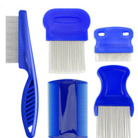 Stainless Steel Dense Gear Blue Pet Flea Comb 4-piece Set