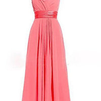Women's Multi Colored Slanted Neck Sleeveless Strapless Long Dress